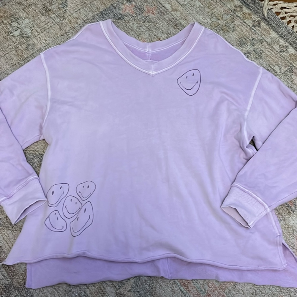 Aerie distressed oversized crew neck